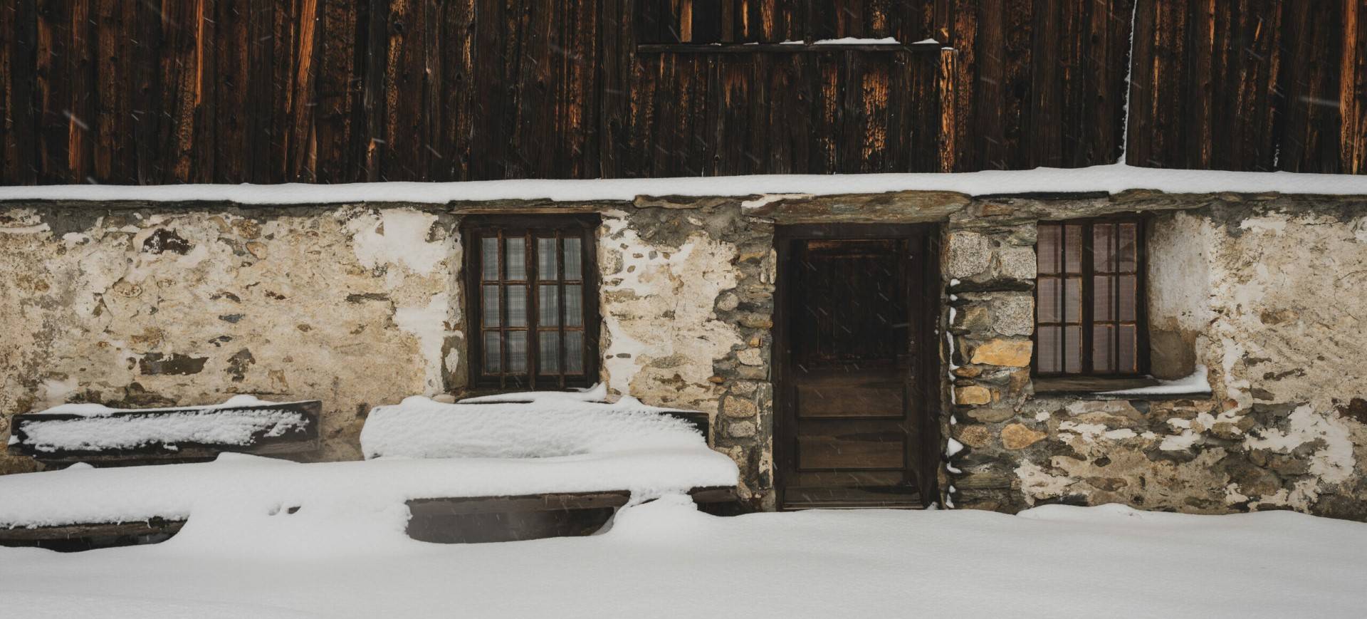 Snowy tradional Chamonix chalet