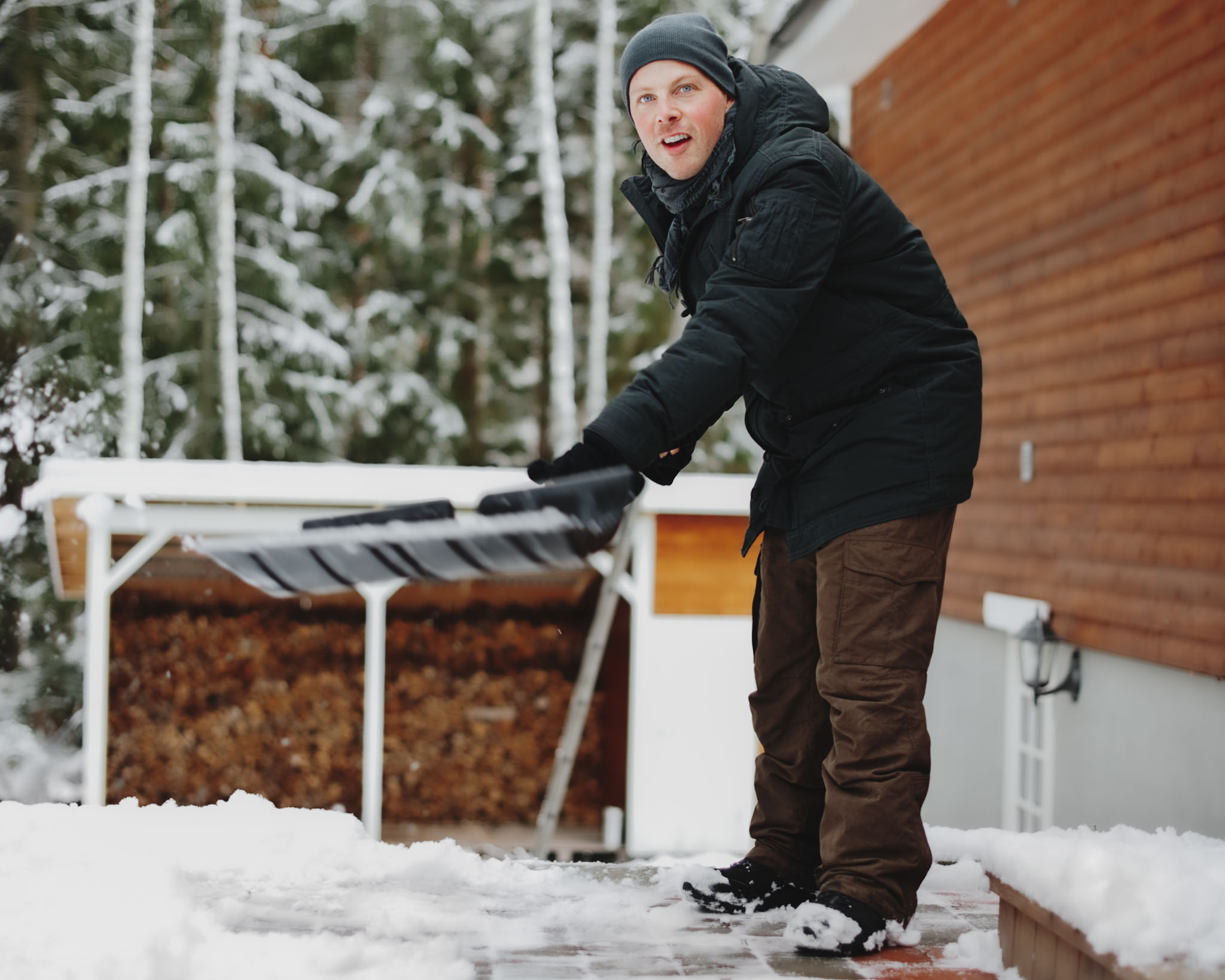 Clearing snow in the Chamonix winter